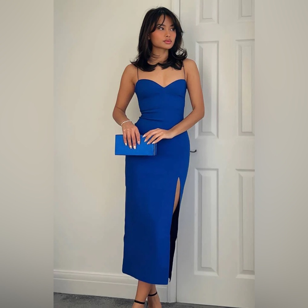 Vesper 247 Allison Cobalt Sweetheart Midi Dress